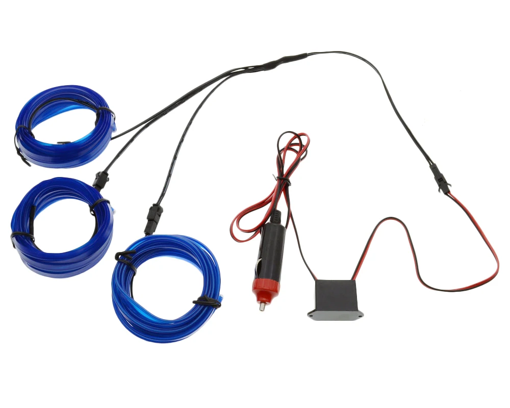 EL Wire 1M/2M/3M/5M Glow String Strips Neon LED Light + Controller Inverter Car Cigarette | Автомобили и мотоциклы