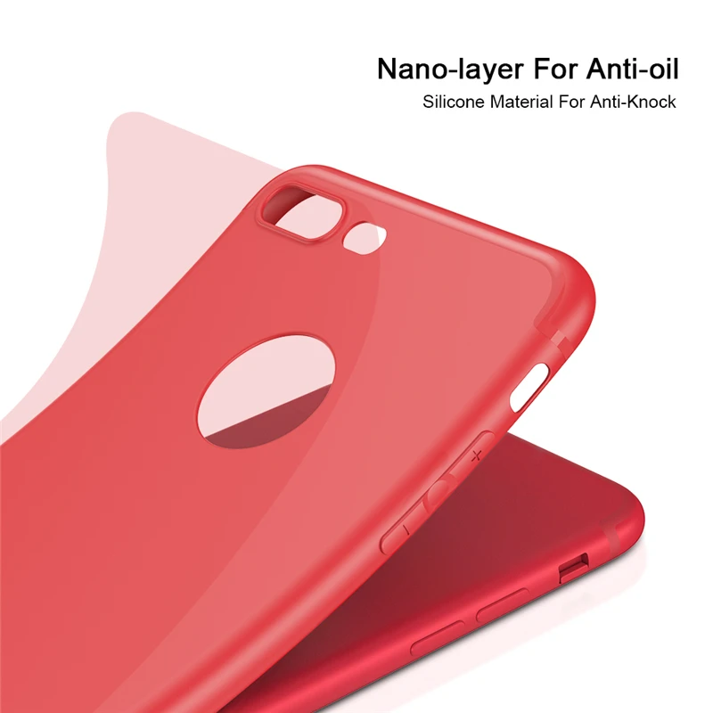 Romiky Red Color Soft TPU Case for iphone 7 6s 6 Plus Matte Rubber Covers Cases Apple Phone Bags Capa Coque | Мобильные телефоны и