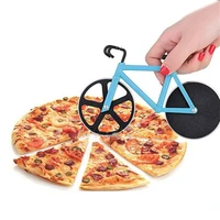 1pc pizza cutter bicycle shape stainless steel pizza knife pastry wheel cutter roller chopper slicer knives kitchen baking tools