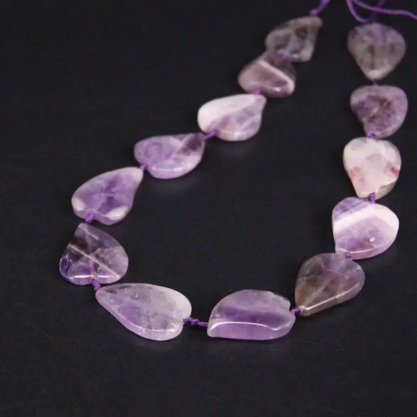 

13pcs Natural Amethysts Flat Heart-Shaped Slab Loose Beads,Purple Crystal Quartz Slice Pendant Necklace Bracelet Jewelry Making