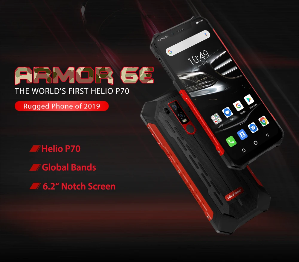 Смартфон Ulefone Armor 6E 4 + 64 ГБ IP68 6 2 дюйма Helio P70 Android 9 0 NFC|Смартфоны| |