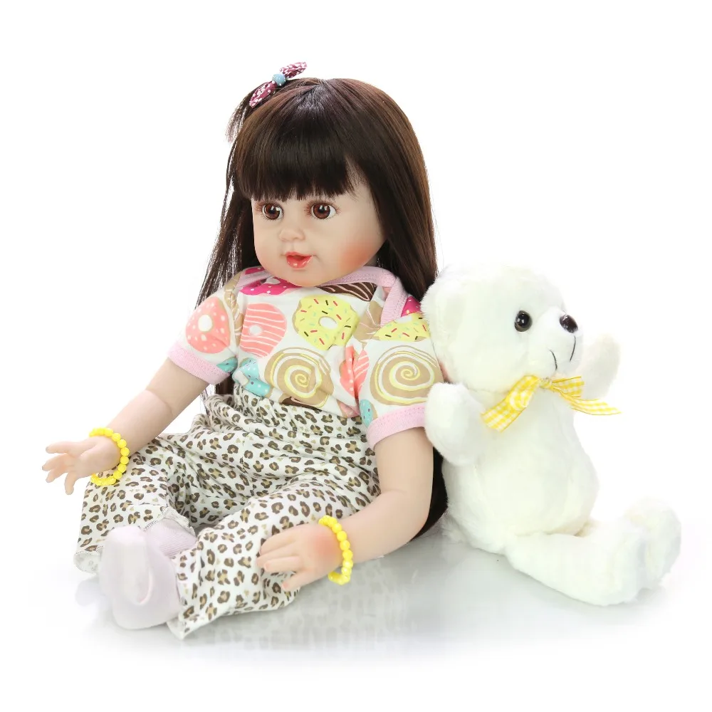 Reborn Baby Dolls длинные волосы модель для девочек 24 дюйма Реалистичная силиконовая