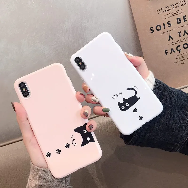 GYKZ милый чехол для телефона с рисунком кота iPhone 7 X XS MAX XR 6 6s 8 Plus Матовая Мягкая