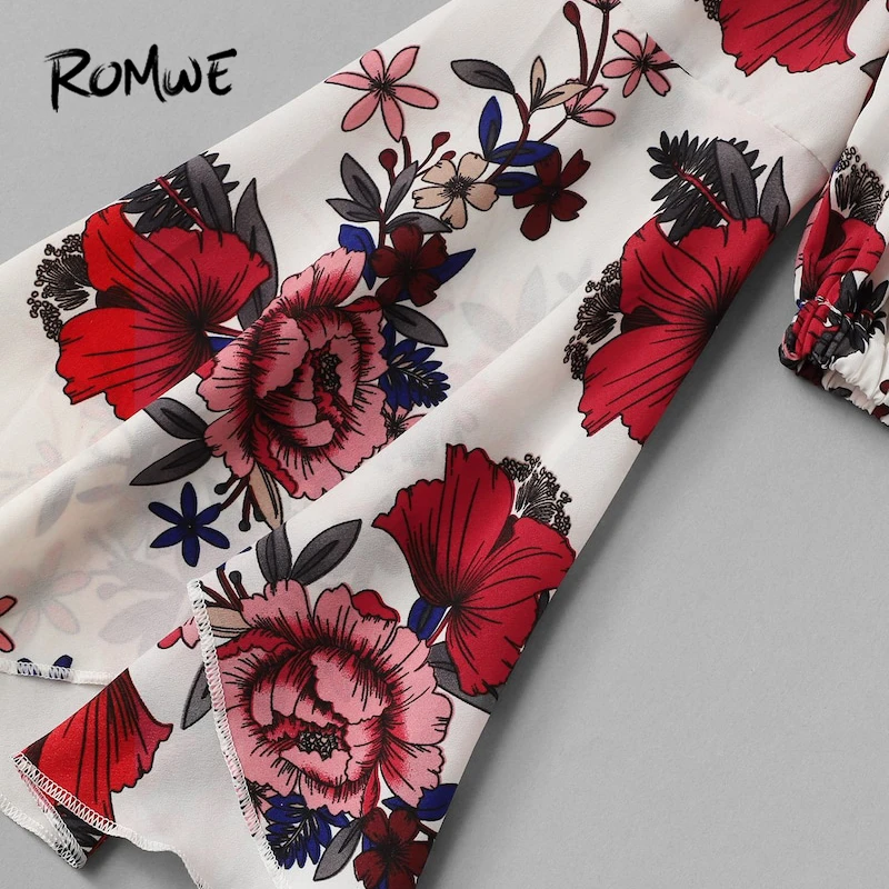 ROMWE топ с открытыми плечами и рукавами-крылышками,, сексуальная женская блузка с цветочным рисунком, весна-осень, блузка с рукавами-воланами, распутная блузка с вырезом лодочкой