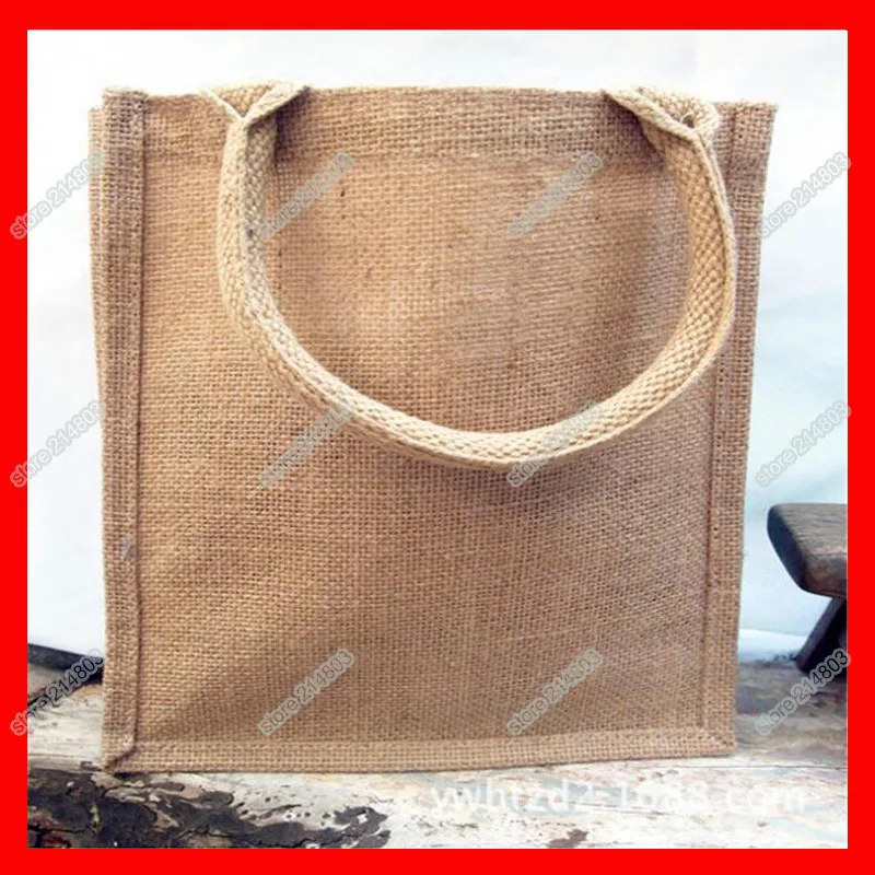 

100pcs/lot W30xH40xD10cm customized natural jute shopping bag with logo