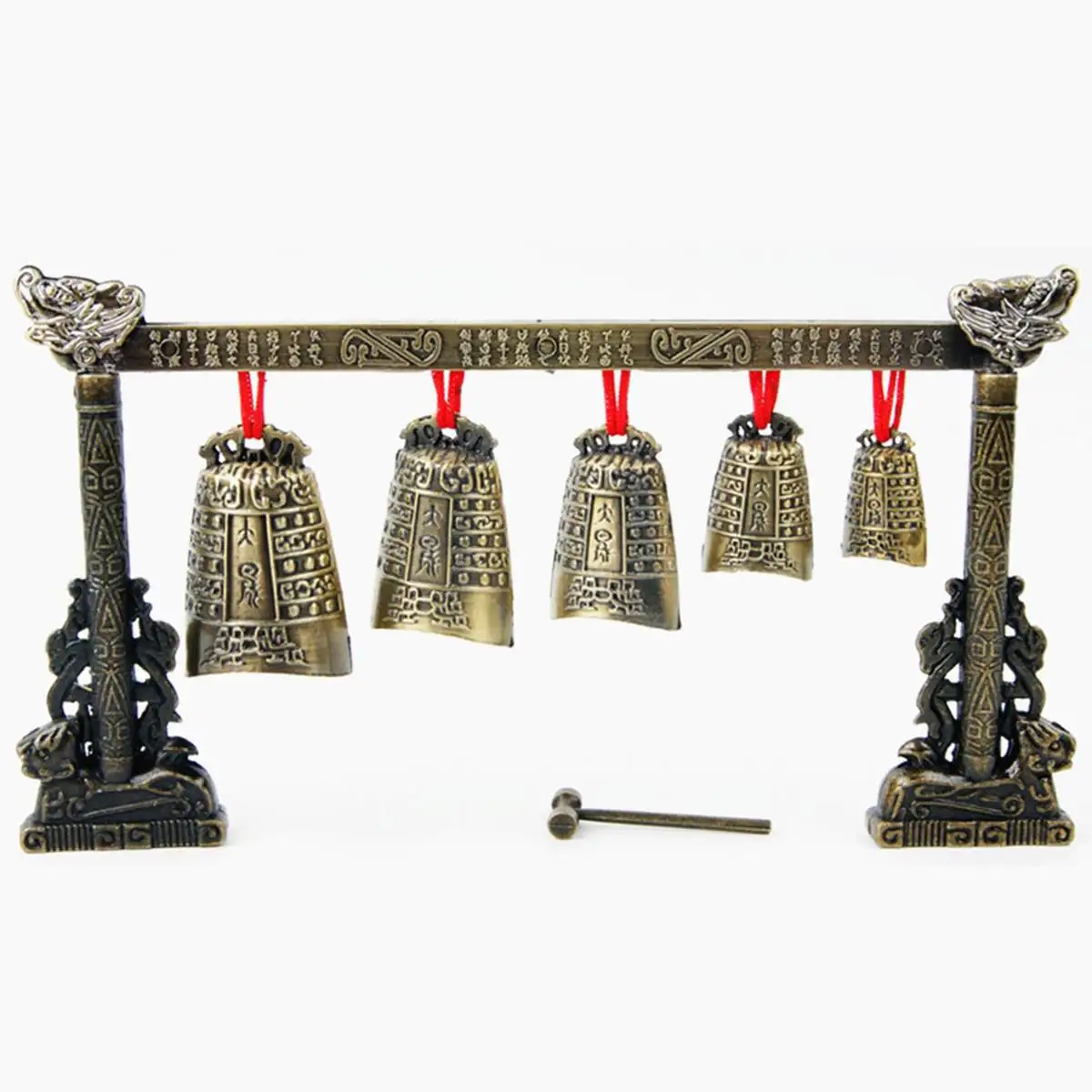 Китайские Glockenspiel колокольчики, Латунные Колокольчики, бронзовая посуда, древние китайские мини-музыкальные инструменты, 7 круглых медных колокольчиков и Crandall