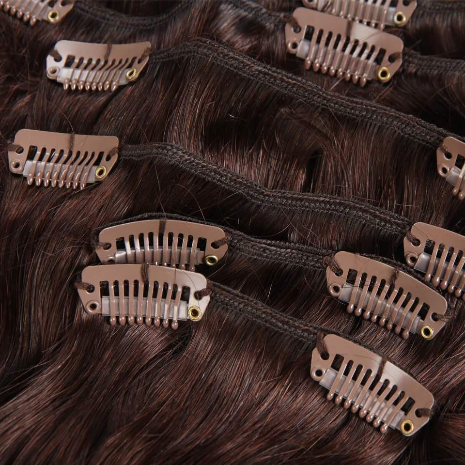 Модные человеческие волосы для наращивания на заколках, 120 г, волосы Remy для машинного изготовления, объемные волнистые, 7 шт. в наборе, человеческие волосы, 16-22 дюйма