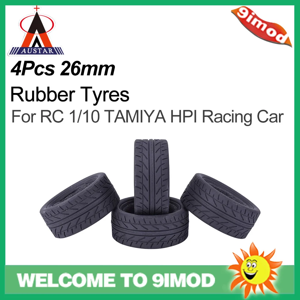 4 шт. AUSTAR AX 8002 26 мм плоские скоростные резиновые шины для RC 1/10 TAMIYA HPI HSP гоночный