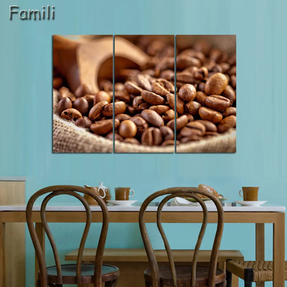 Картина маслом с принтом кофейные зерна холст стена картина без рамки для