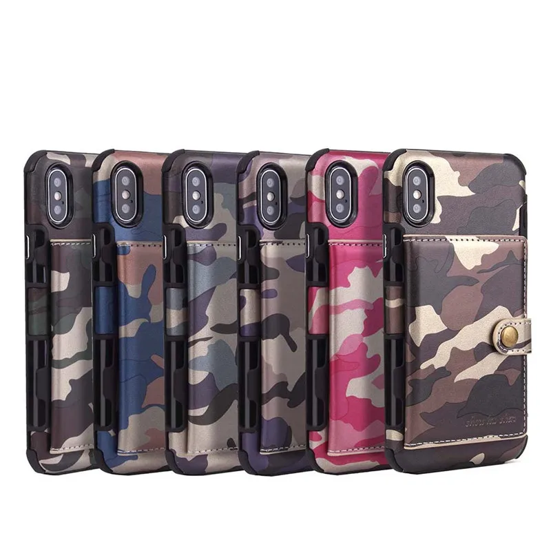 Чехол для карт для iPhone 11 Pro XS Max X XR 8 7 6 6s Plus, роскошный кожаный кошелек, ударопрочный чехол с задней крышкой в армейском камуфляже.