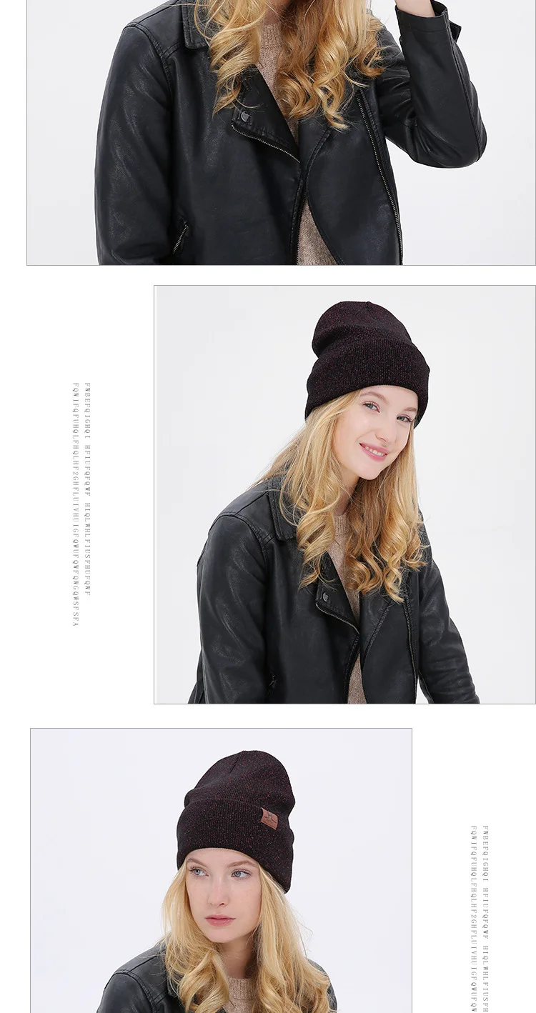 Женская шапка Beain тёплые вязаные шапки шерсть зима осень Skullies Beanie hat Женские однотонные черные женские уличные шапки