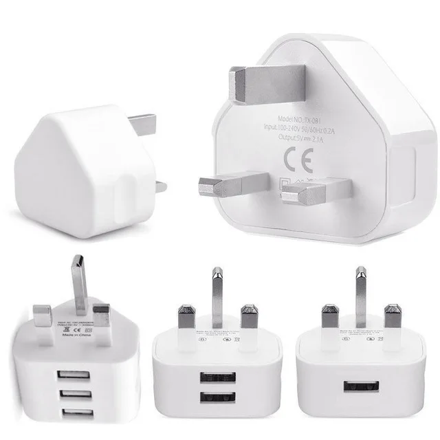 Штепсельная Вилка стандарта Великобритании адаптер с двумя USB-портами