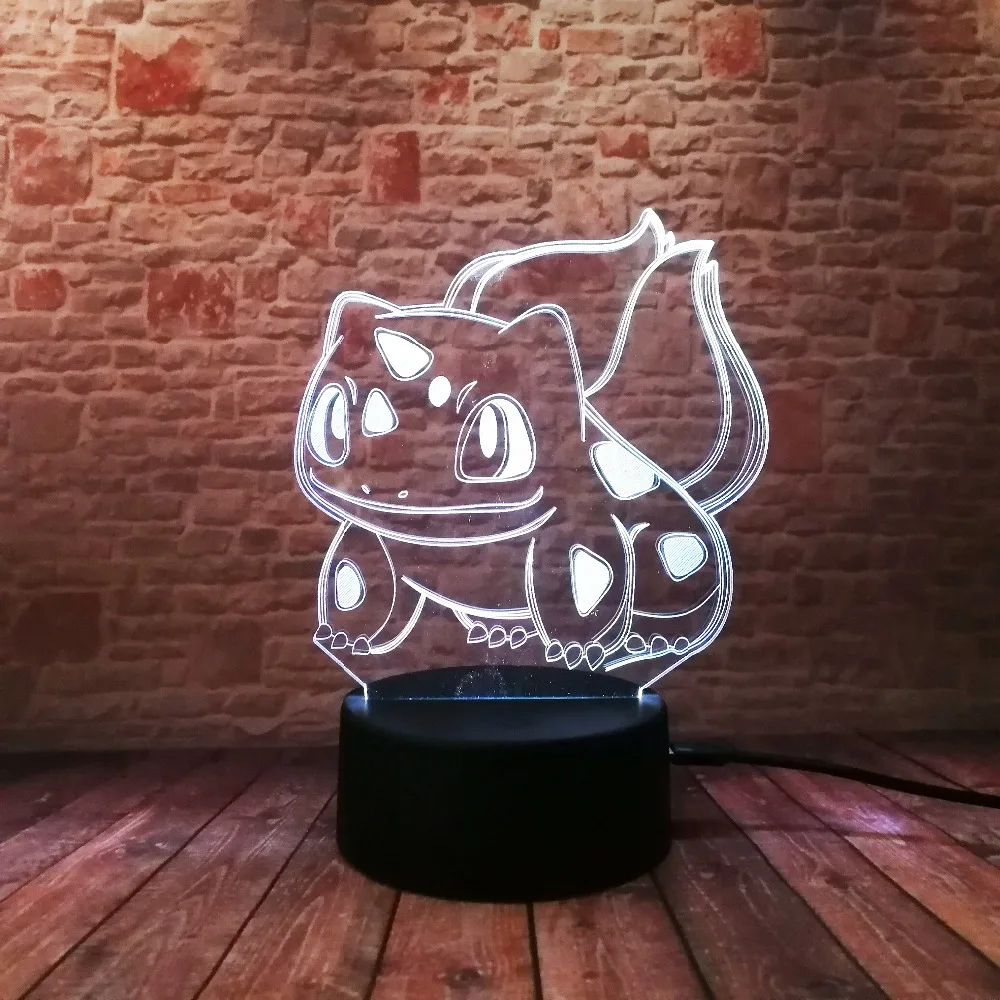Покебол PIKACHU Bulbasaur Bay Role 3D RGB лампа Pokemon Go экшн-фигурка визуальная Иллюзия светодиодный Праздничный Рождественский подарок Ночной светильник