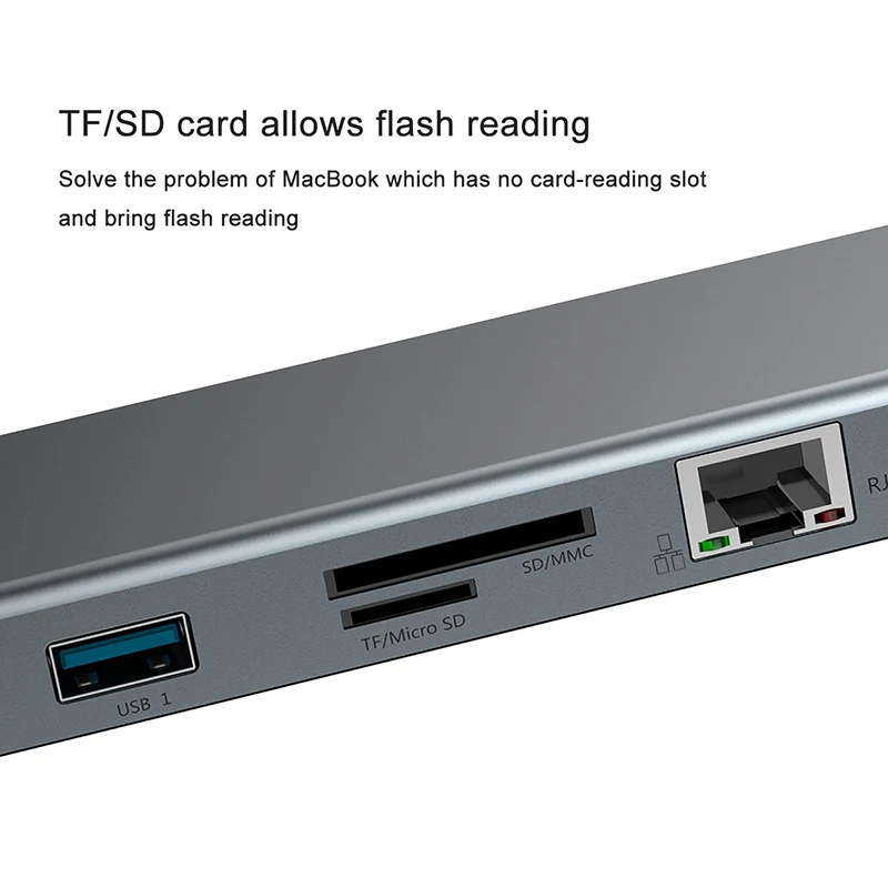 Мульти 10 в 1 концентратор USB Type C к HDMI VGA RJ45 USB 3,0 концентратор конвертер с SD/TF кард-ридер USB C адаптер для Macbook Pro
