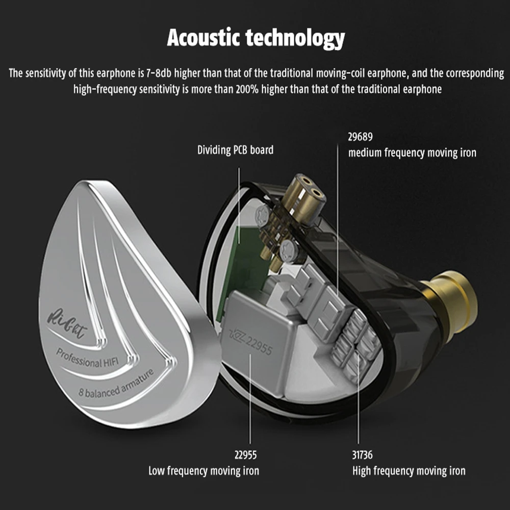 KZ AS16 HiFi наушники 8BA в ухо акустическая технология подвижное железо