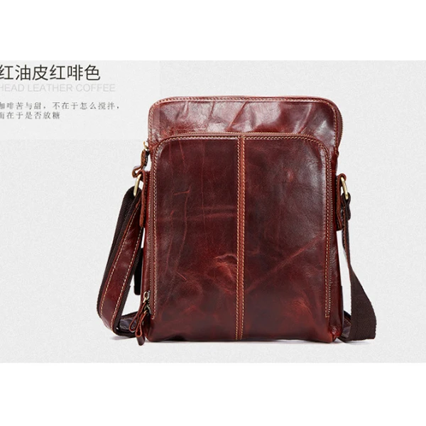 Новая мода натуральная кожа мужские коричневые сумки маленькая красная масляная