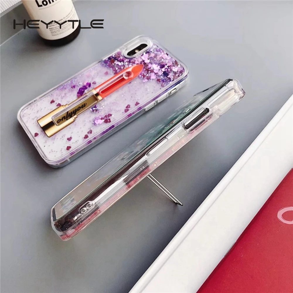 Heyytle прозрачный зыбучие пески чехол для телефона iPhone X 8 7 6 6s Plus Чехлы блеск помады