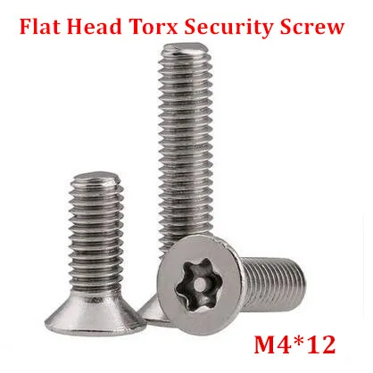 

100 шт. M4 * 12 DIN7991 Torx плоская головка защищенный защитный винт A2 из нержавеющей стали Противокражные потайные винты