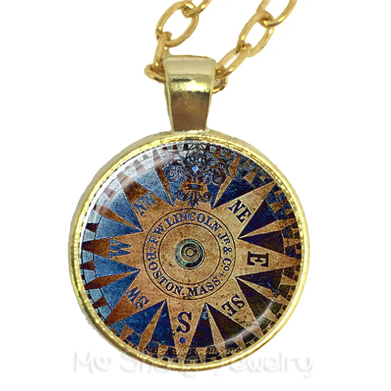 2018 стиль Новинка В стиле ретро компас Стекло купол Цепочки и ожерелья обратно в