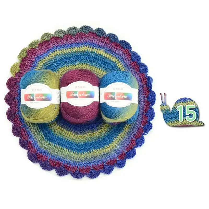 Мягкая камвольная пряжа радужные градиентные цвета DIY Детская шерсть для вязания