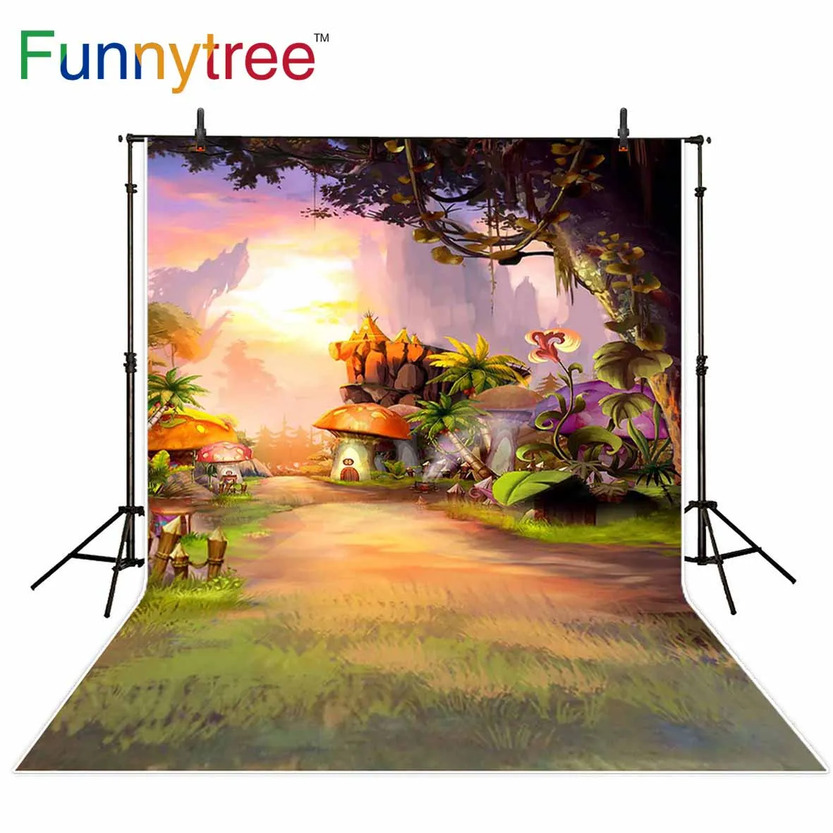 Фон Funnytree для студийной фотосъемки Сказочная картина мультяшный гриб дом