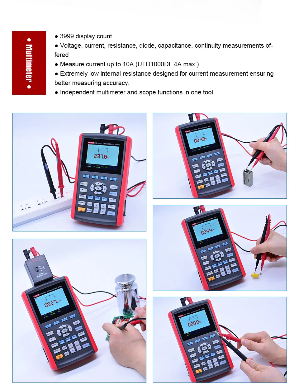 UNI-T UTD1025DL/UTD1025CL/UTD1050DL/UTD1050CL Ручной цифровой осциллограф с мультиметром USB