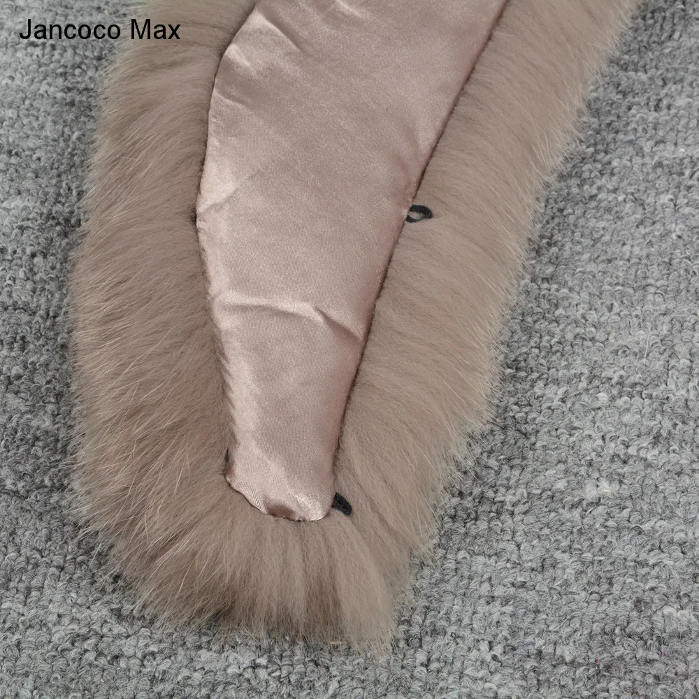 Jancoco Max длинный шарф с воротником из натурального Лисьего меха для женщин и мужчин Весенняя зимняя теплая куртка сплошная шаль подкладка 75 см S7102