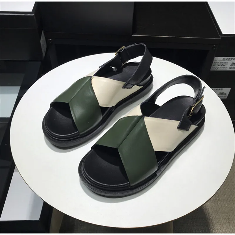 'Fussbett' летние женские сандалии на платформе босоножки с пряжкой из кожи Zapatos De