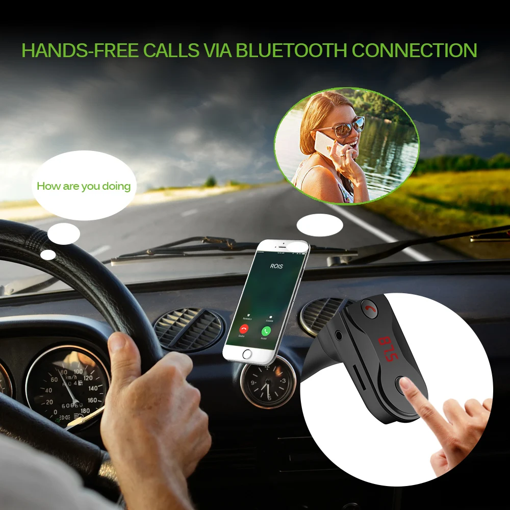 Onever FM передатчик MP3 плеер FM модулятор Hands Free Беспроводной Bluetooth автомобильный набор с автомобильным USB Зарядное устройство Поддержка TF U диск Play
