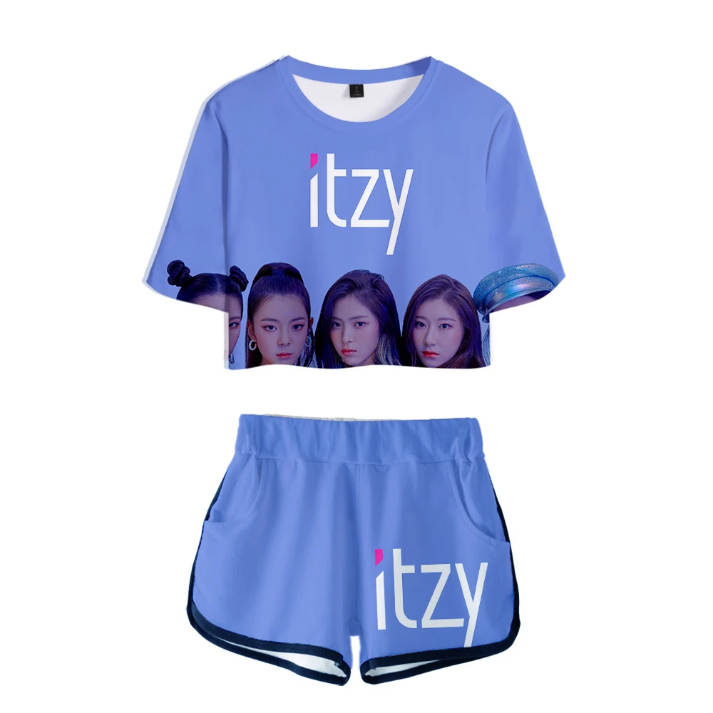 Женский летний комплект из двух предметов Itzy привлекательная футболка и шорты в