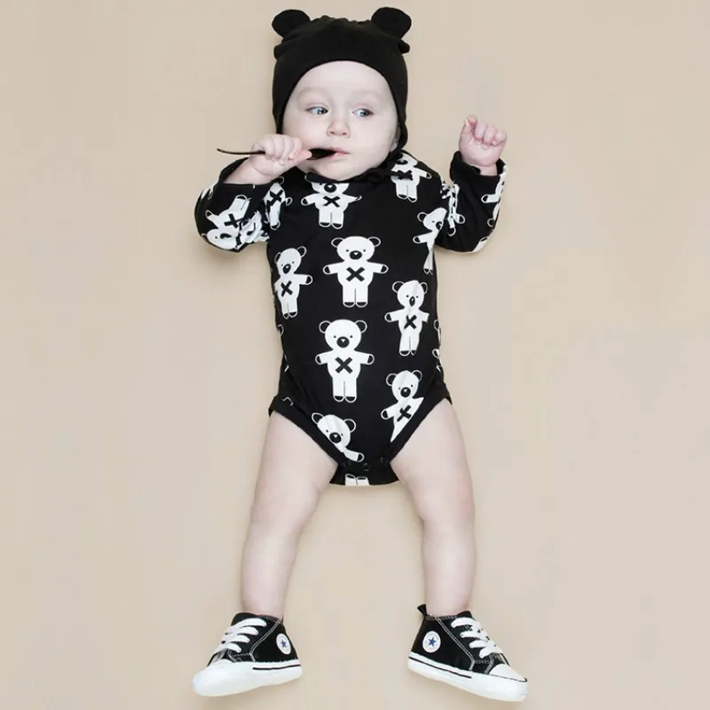 Зимние комбинезоны для новорожденных 2018 милые джемперы с медведем маленьких