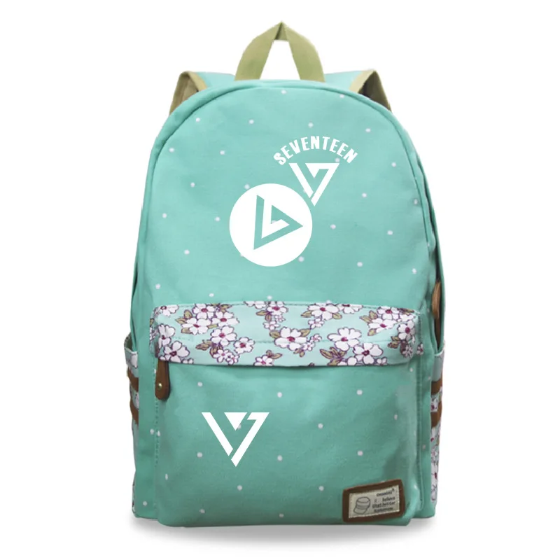 

2019 New Hot Seventeen 17 Backpack Canvas Bag Flower Wave Point Rucksacks Girls Women School Bags Travel Shoulder Bag Bookbag