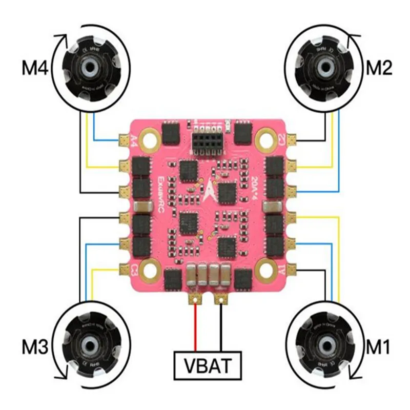 Exuav мини F4 Flytower AIO OSD игровые джойстики 20A 4 в 1 BL_S ESC 48CH 25/100/200 мВт VTX для модели RC