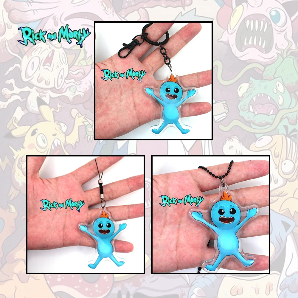 OHCOMICS новый аниме Рик и Морти милые MEESEEKS 4 5 см Пластиковый Акриловый Брелок для