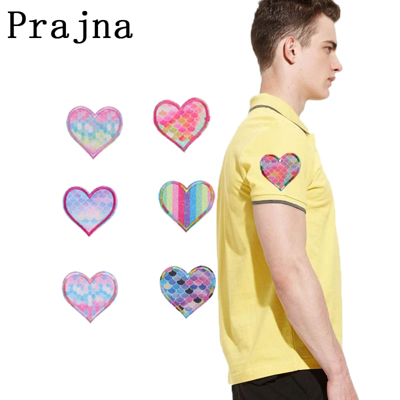 Prajna вышитые подростковые нашивки в форме сердца для одежды цветная наклейка на