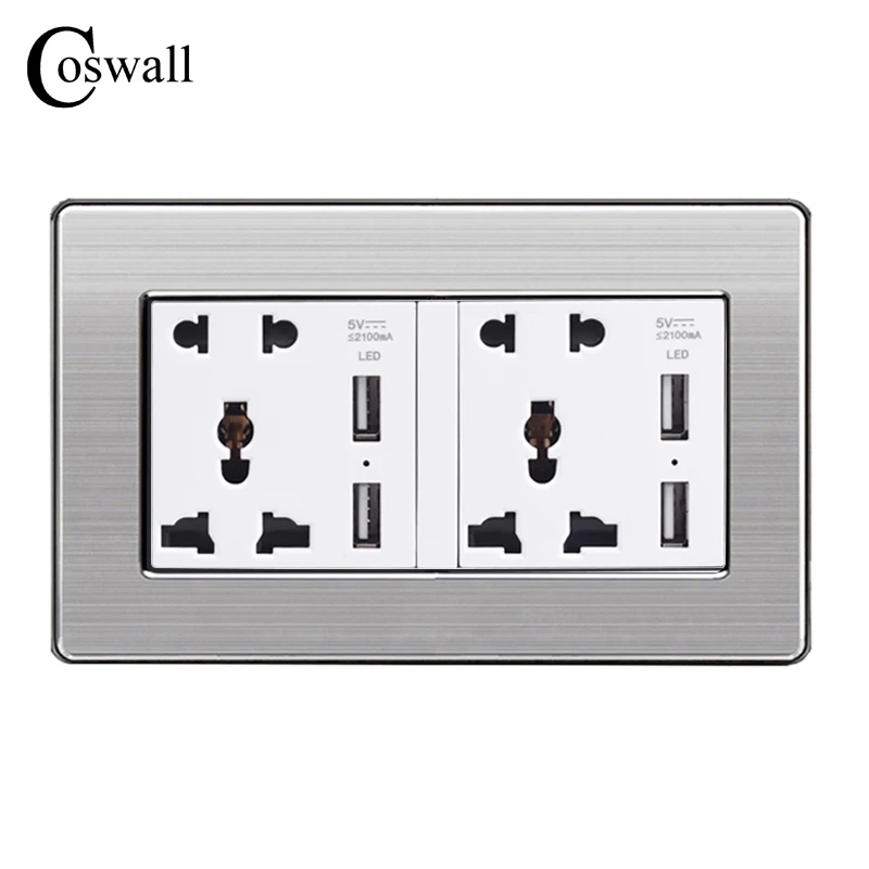 COSWALL настенная розетка двойная универсальная 5 отверстий с 4 USB Смарт индукция