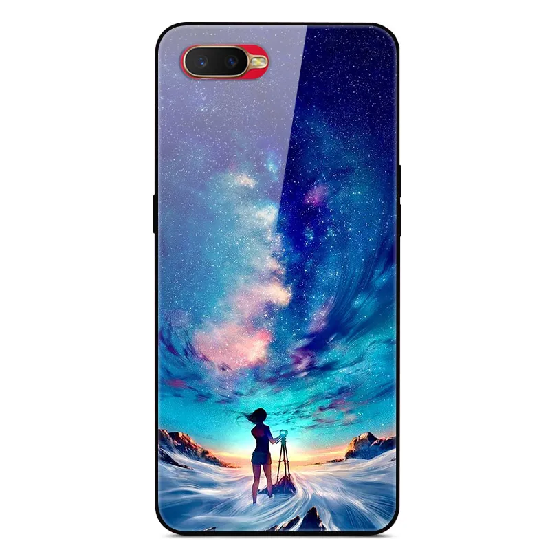 Чехол из закаленного стекла для OPPO RX17 Neo чехол силиконовый бампер жесткая стеклянная задняя крышка для OPPO RX17 Neo RX 17 Neo A1K AX7 Capas - Цвет: Светло-голубой