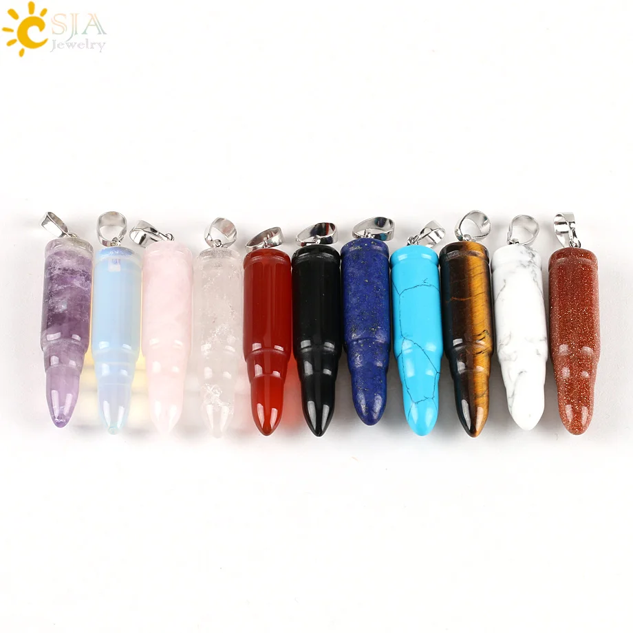 Мужское ожерелье с натуральным драгоценным камнем в виде пули|quartz crystal jewelry|natural gem