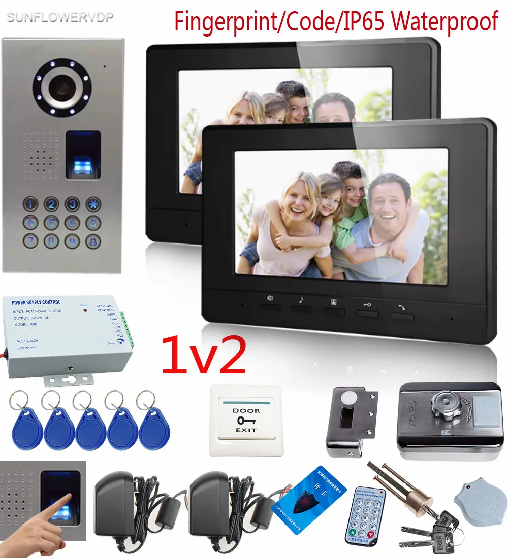 Sunflowervdp Видеодомофоны Системы отпечатков пальцев CCD Камера Интерком 7 &quotЦвет 2