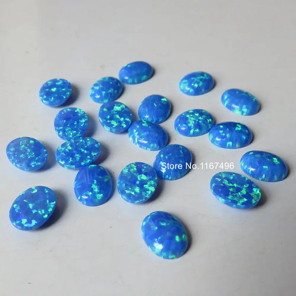 

50pcs/lot op05 Dark Blue 7x9mm Synthetic Oval Cabochon Fire Opal Green Oval Opal stone for Jewelry