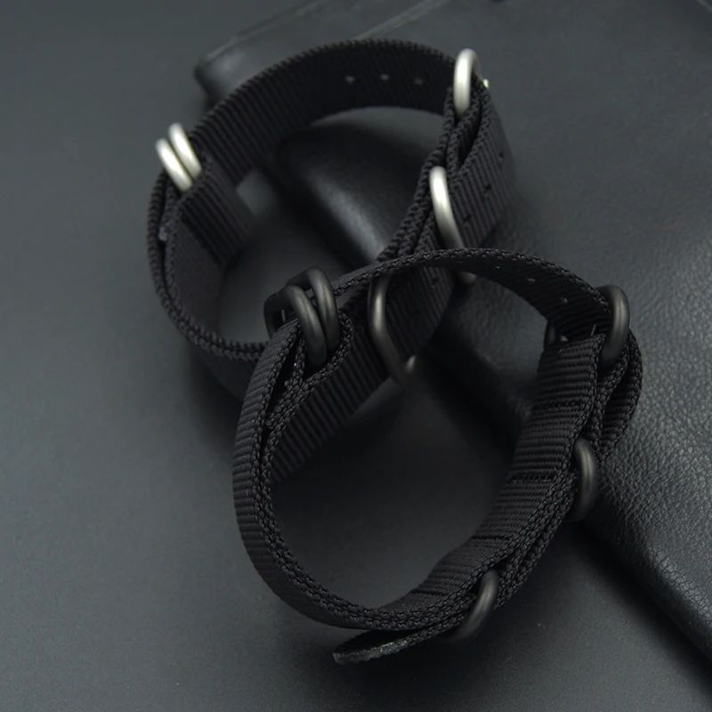 Ремешок для часов мужской высококачественный черный с пряжкой нейлоновый