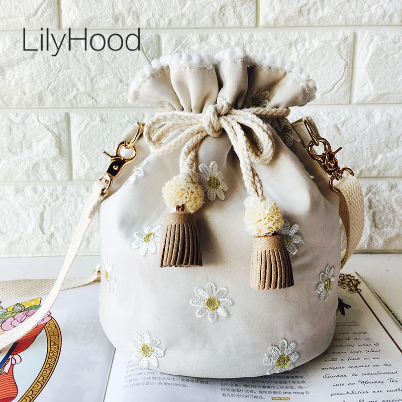 Наплечная Сумка LilyHood из искусственной замши с цветочным рисунком милая Летняя