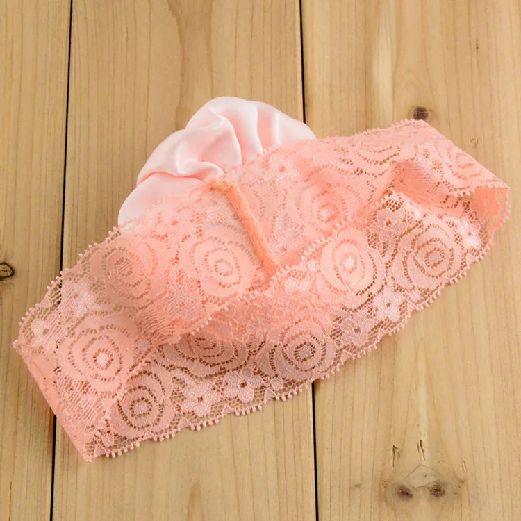 Эластичная кружевная лента для волос девочек с 3 &quotатласным цветком украшения