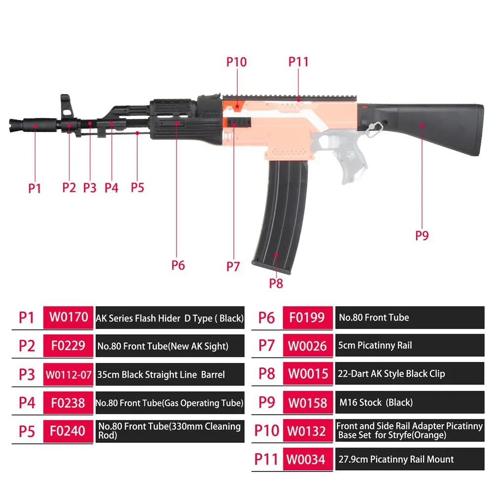 Рабочий мод F10555 AK47 имитация комплект 3D печать Высокопрочный пластик комбо для Stryfe изменить игрушка для Nerf части детские игрушки