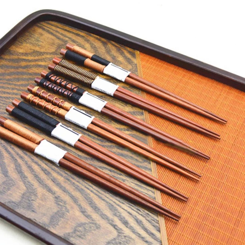 Japanese-Style Natural Handmade Wood Baby Chopsticks Japan/China Eating Ware Chop Sticks With String Round