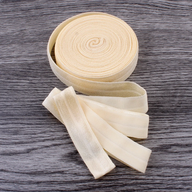 

120yards/lot 5/8" (16mm) Ivory Shiny Solid Fold Over Elastic Ribbon FOE for Elastic Headbands Hair Ties Hairbow