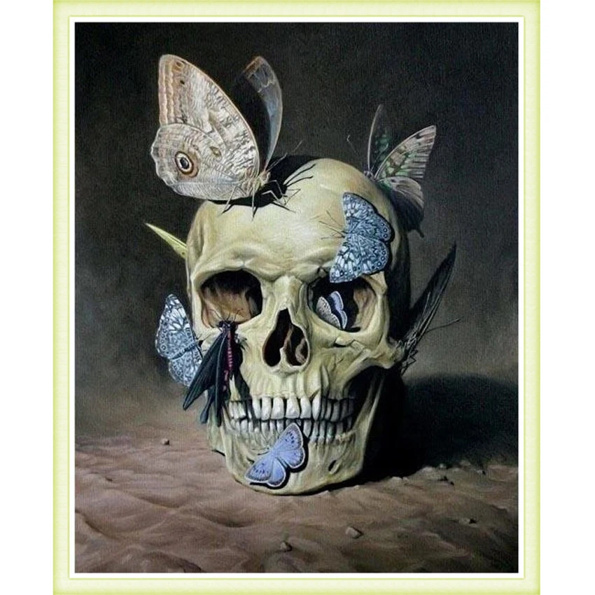 

3D DIY Diamond Embroidery Skull And Butterfly Picture Of Crystals Mosaic Diamond Painting Hobbies And Crafts Home Decoration