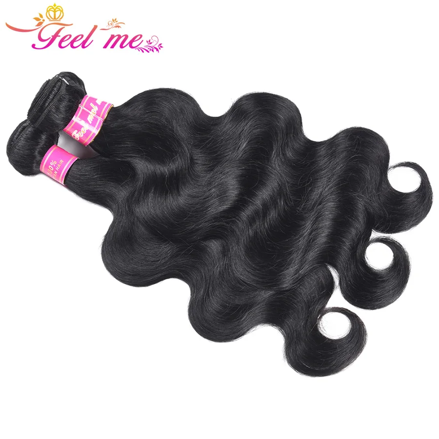 Feel Me бразильские объемные волнистые пучки реактивных черных человеческих волос