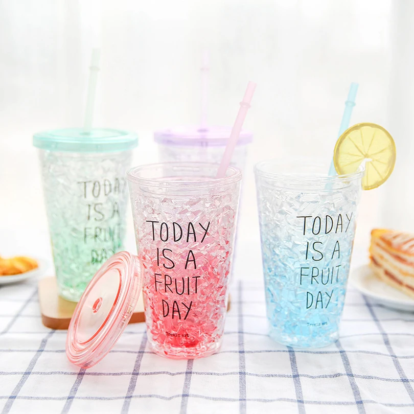 Оригинальное простое стекло с трещин Крутое летнее для сока питьевое двойная