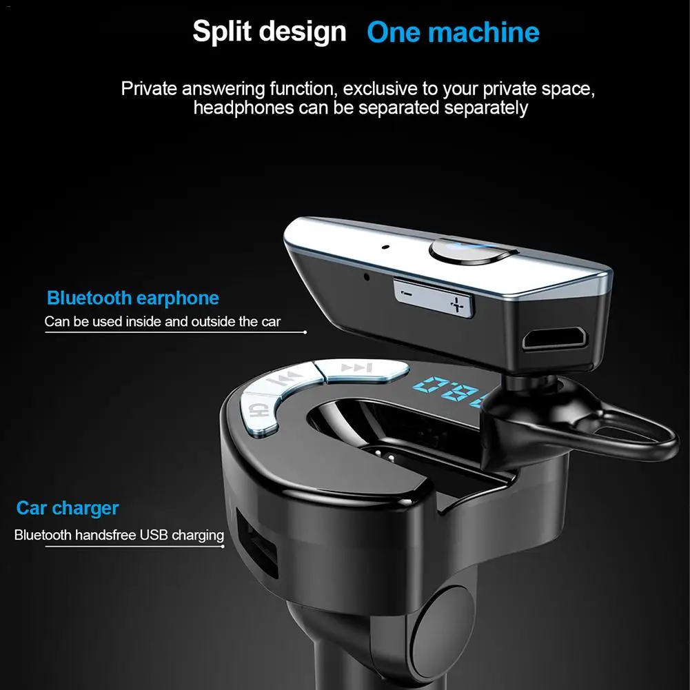 Автомобильный MP3 плеер V8 автомобильный FM Bluetooth передатчик с наушниками гарнитура
